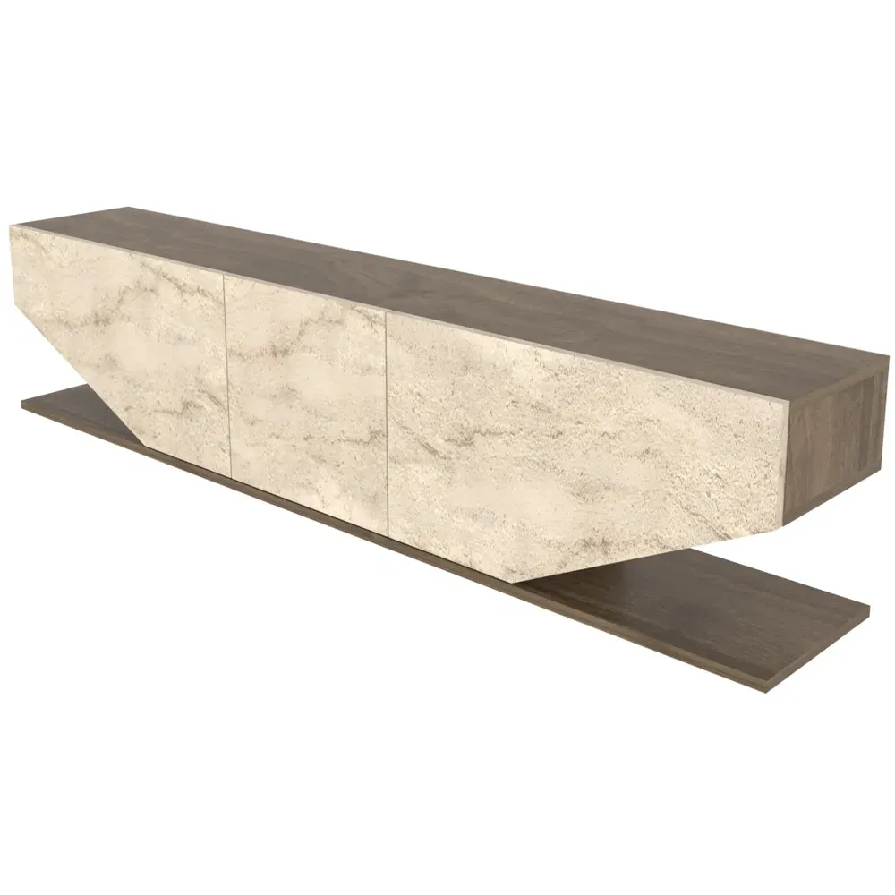 Pearl 3 Door TV Unit with Storage - Walnut, Melamine