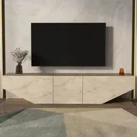 Pearl 3 Door TV Unit with Storage - Walnut, Melamine