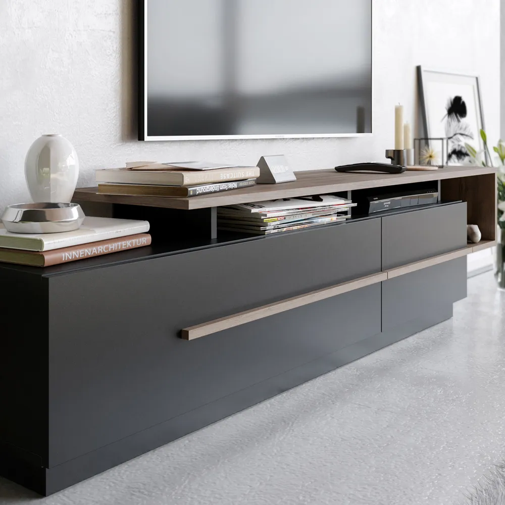 Pia TV Unit with Storage - Black, Walnut