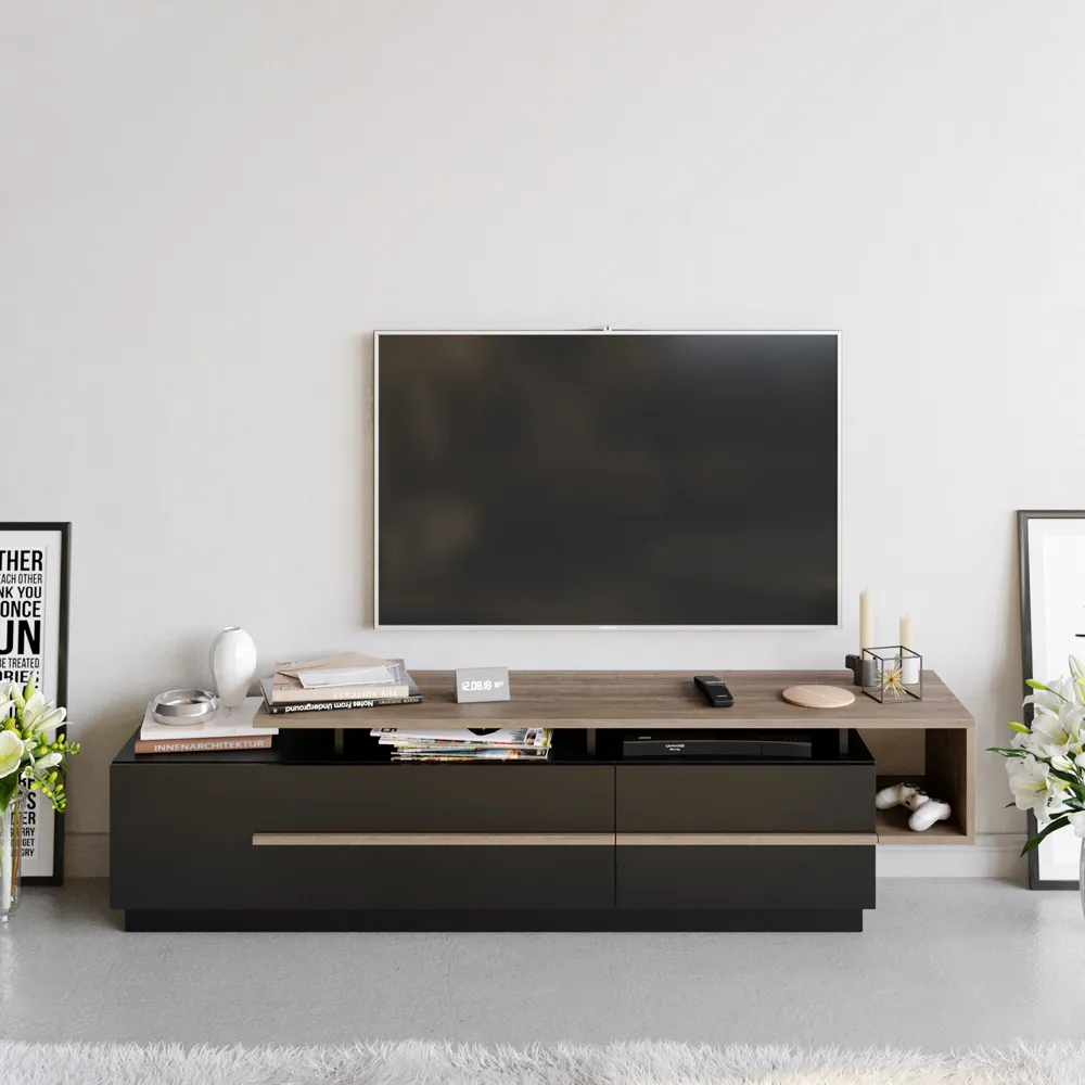 Pia TV Unit with Storage - Black, Walnut
