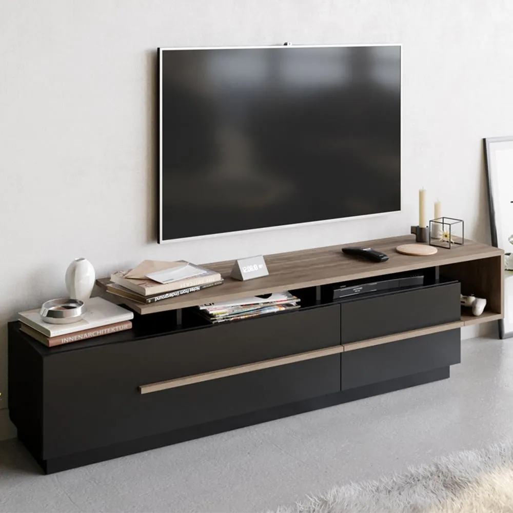Pia TV Unit with Storage - Black, Walnut image