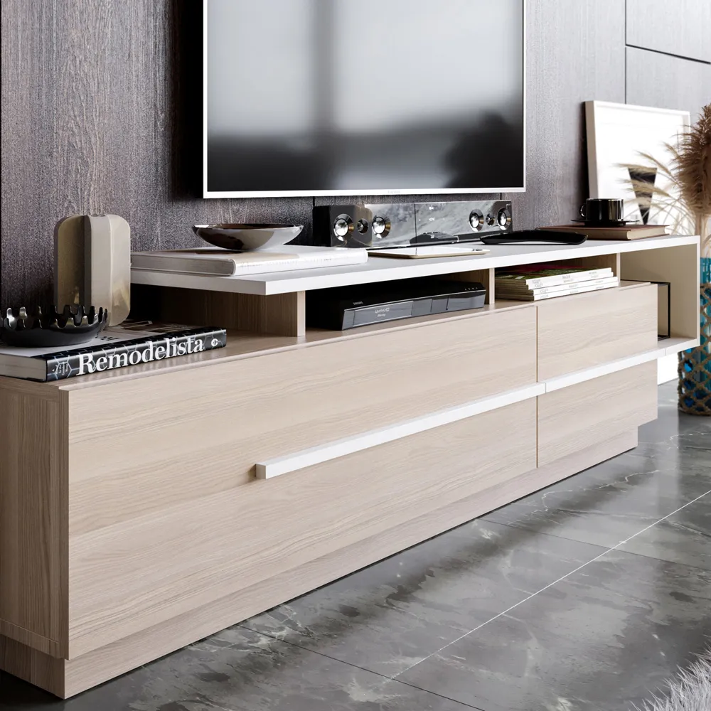 Pia TV Unit with Storage - Cordoba, White