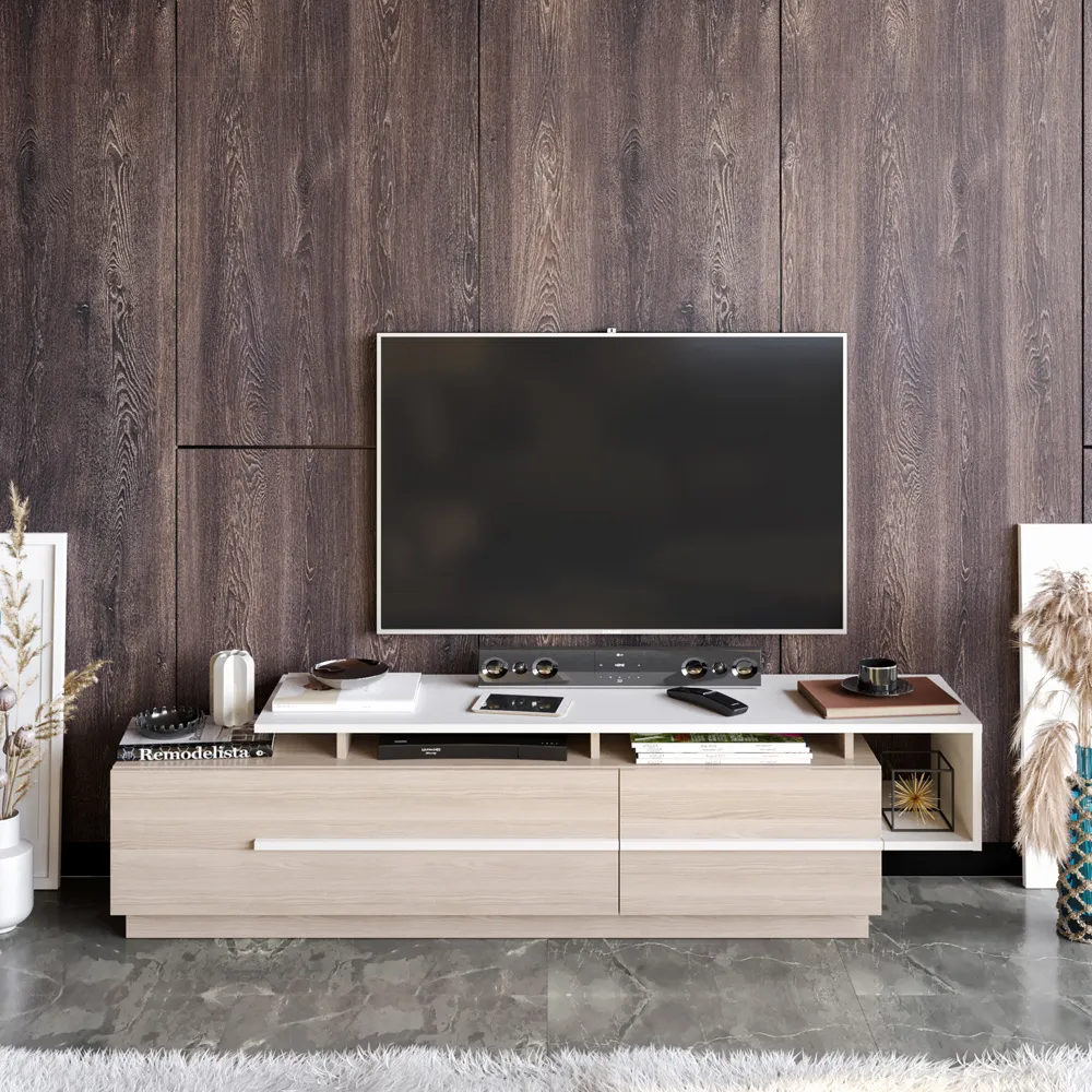 Pia TV Unit with Storage - Cordoba, White