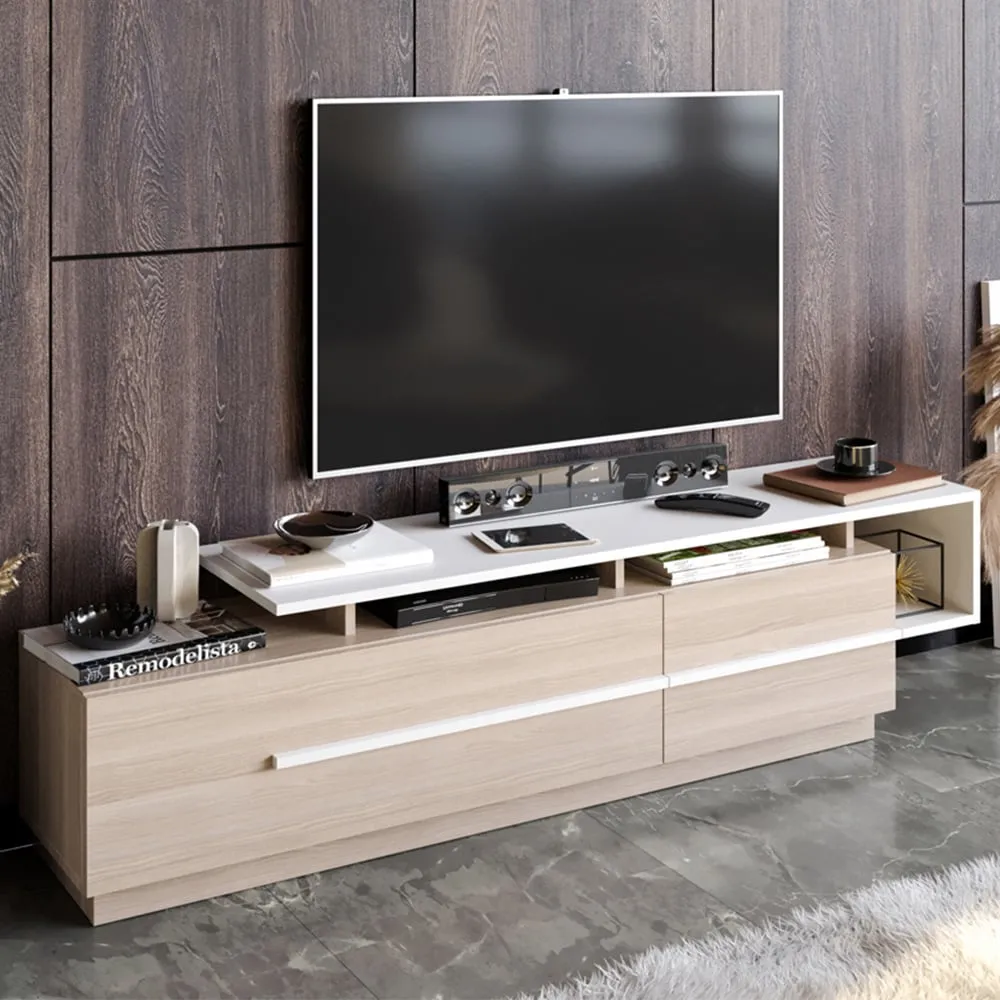 Pia TV Unit with Storage - Cordoba, White