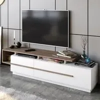 Pia TV Unit with Storage - Walnut, White