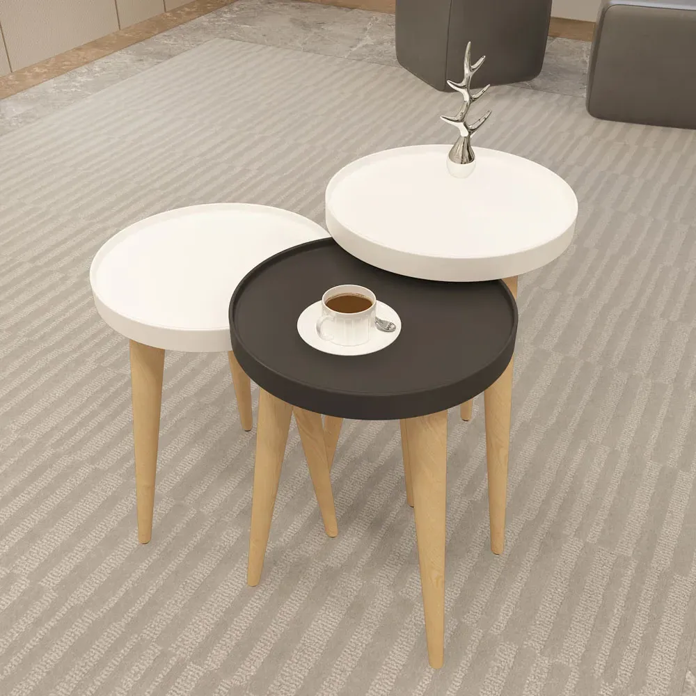 Piscina Nest of Coffee Tables Set of 3 - White, Anthracite