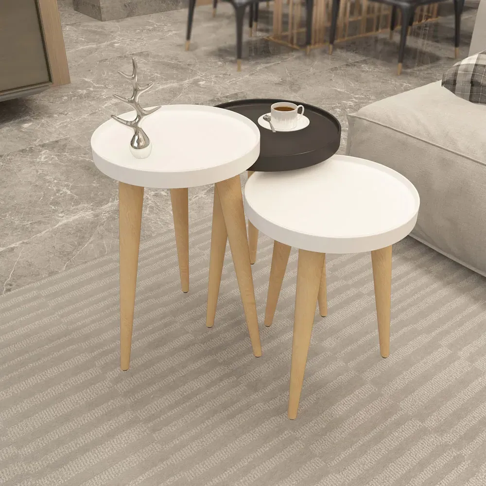 Piscina Nest of Coffee Tables Set of 3 - White, Anthracite