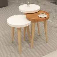 Piscina Nest of Coffee Tables Set of 3 - White, Walnut