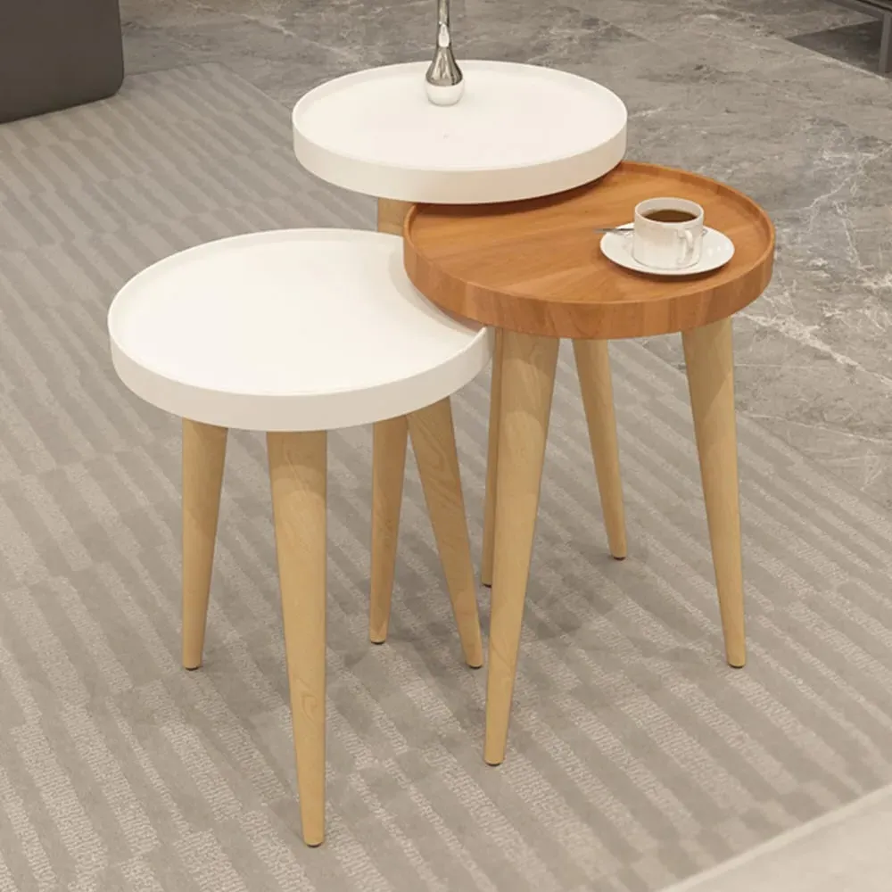 Piscina Nest of Coffee Tables Set of 3 - White, Walnut