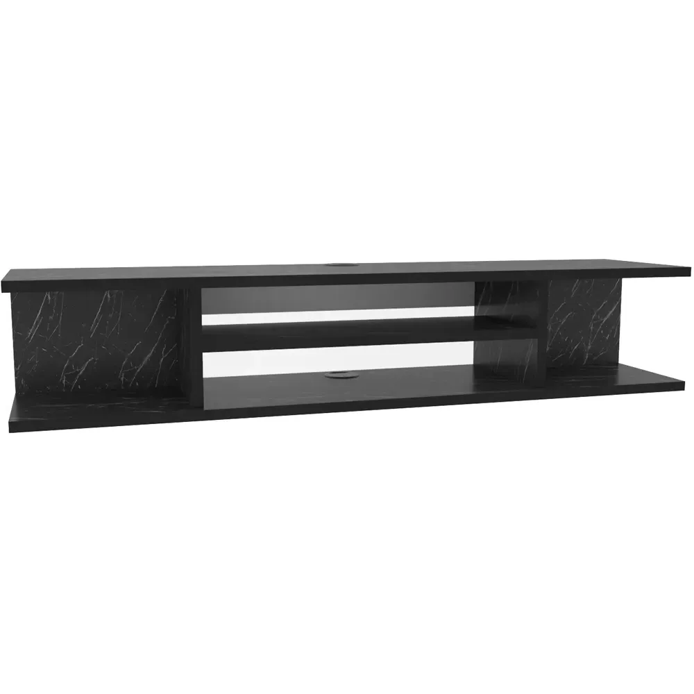 Pivot 4 Shelf Floating TV Unit - Black