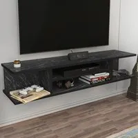 Pivot 4 Shelf Floating TV Unit - Black