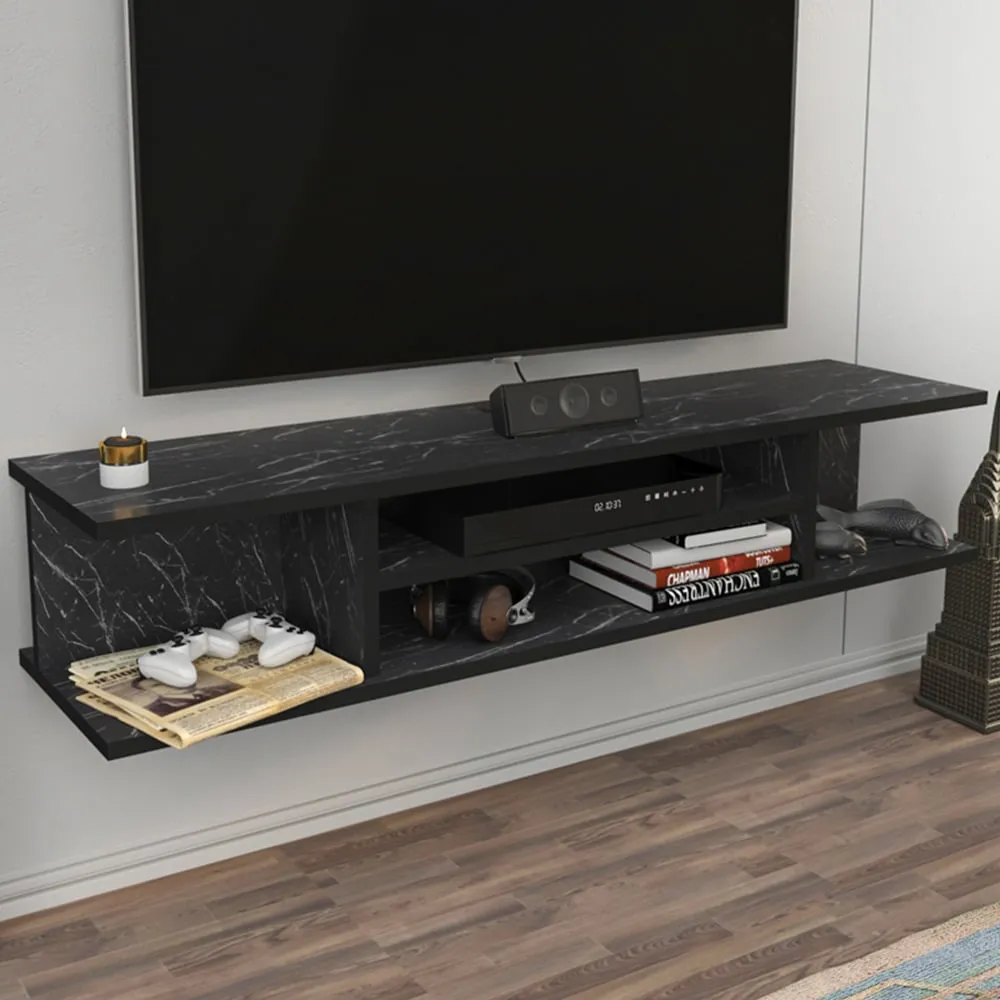 Pivot 4 Shelf Floating TV Unit - Black image