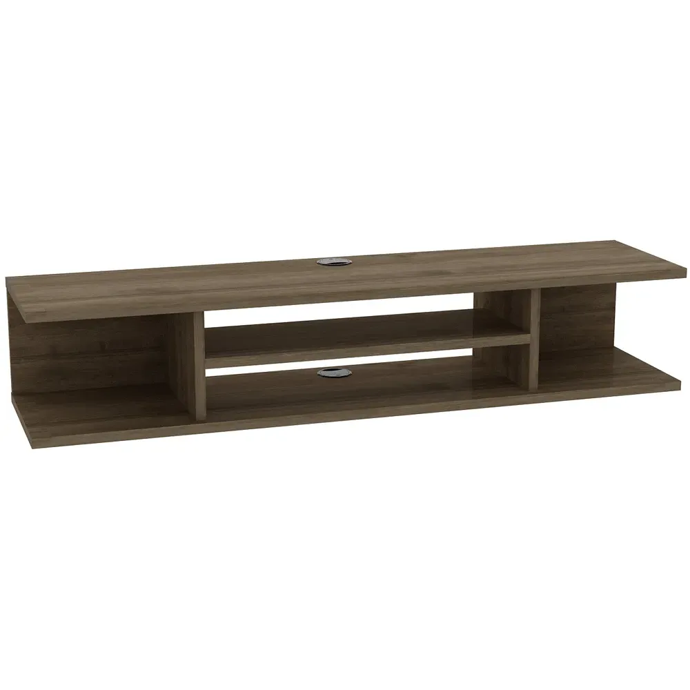 Pivot 4 Shelf Floating TV Unit - Brown