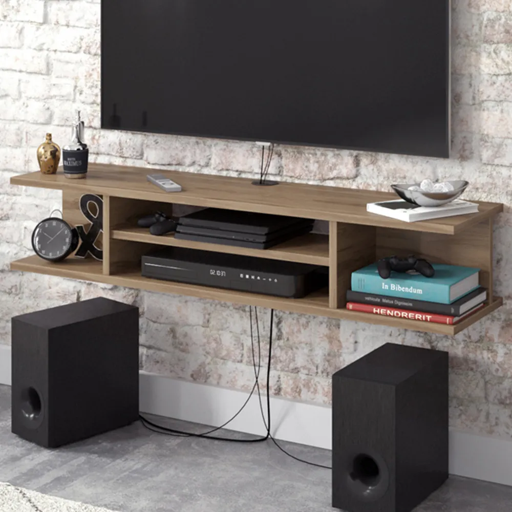 Pivot 4 Shelf Floating TV Unit - Brown