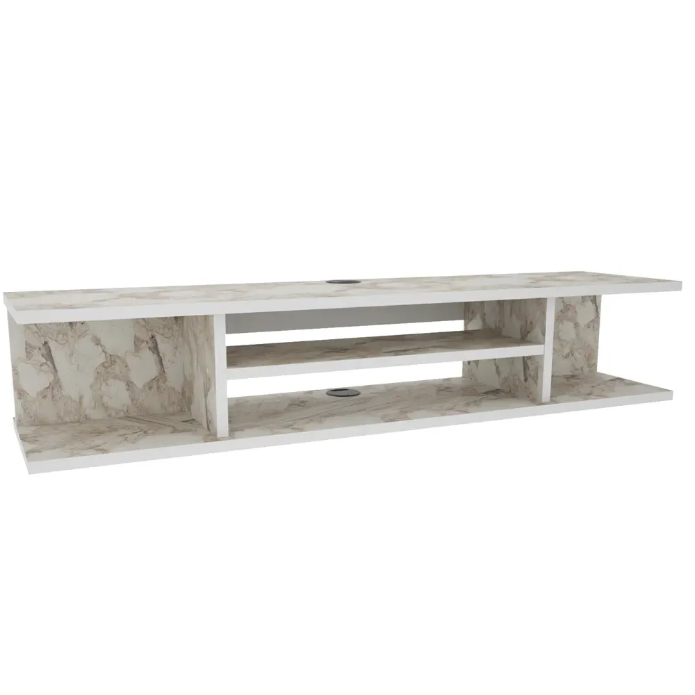 Pivot 4 Shelf Floating TV Unit - White