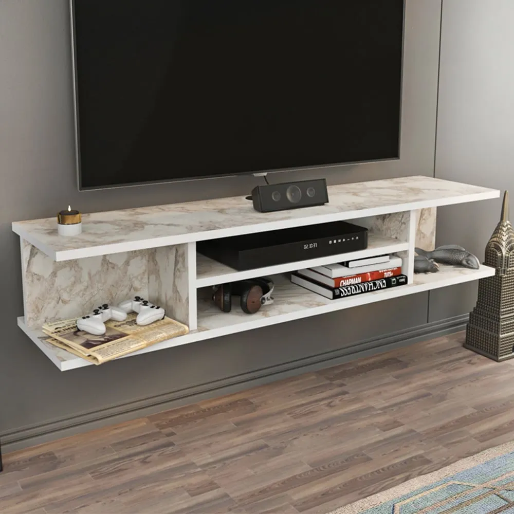 Pivot 4 Shelf Floating TV Unit - White