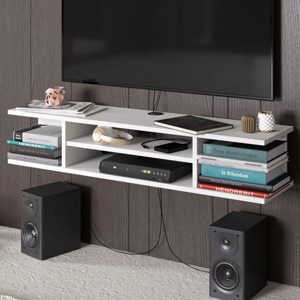 Pivot 4 Shelf Floating TV Unit - White