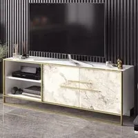 Polka 2 Door TV Unit - White, Gold