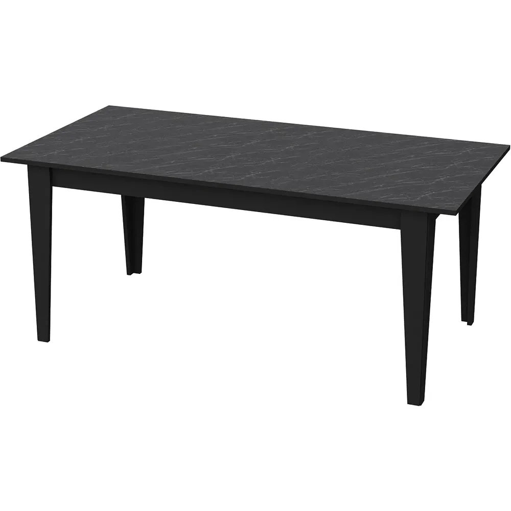 Polka 4 Seater Dining Table with Marble Effect - Black