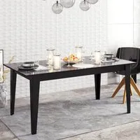 Polka 4 Seater Dining Table with Marble Effect - Black