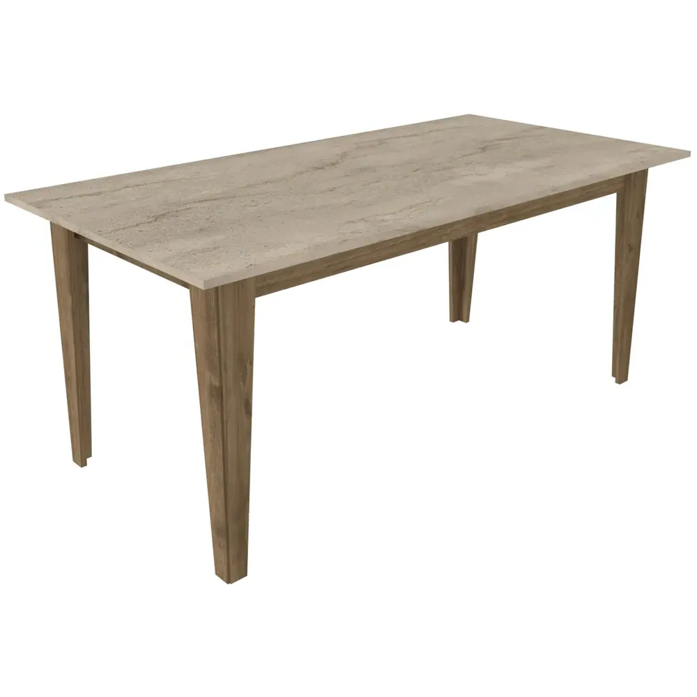 Polka 6 Seater Dining Table with Marble Effect - Black, Walnut