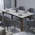 Polka 6 Seater Dining Table with Marble Effect - Black, Walnut