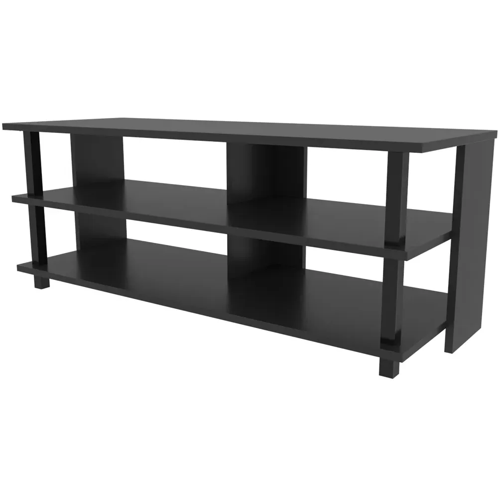 Pueblo 4 Open Shelf Wide TV Unit - Black and Anthracite