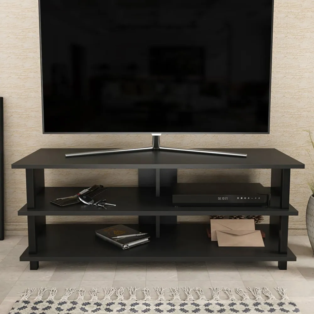 Pueblo 4 Open Shelf Wide TV Unit - Black and Anthracite image