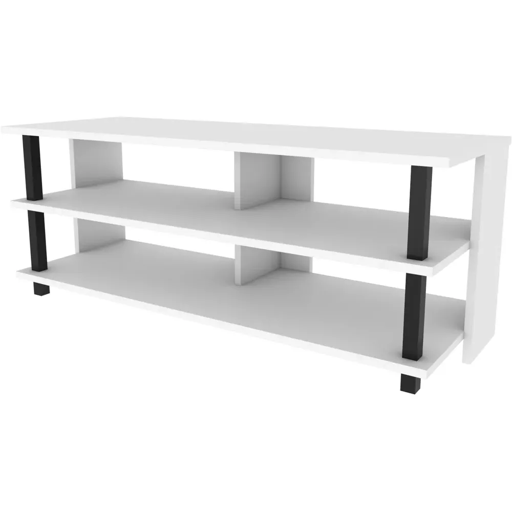 Pueblo 4 Open Shelf Wide TV Unit - Black and White