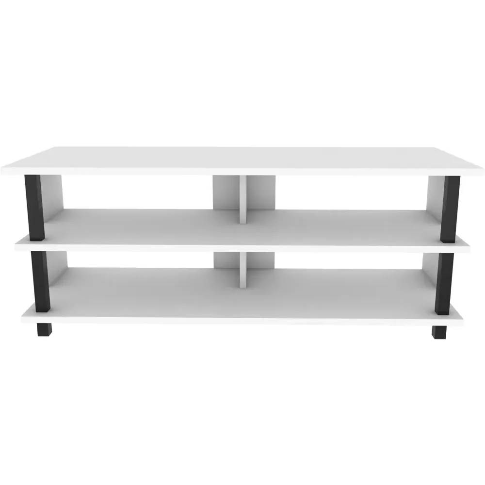 Pueblo 4 Open Shelf Wide TV Unit - Black and White