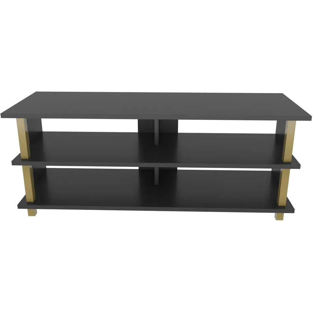 Pueblo 4 Open Shelf Wide TV Unit - Gold and Anthracite