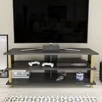 Pueblo 4 Open Shelf Wide TV Unit - Gold and Anthracite