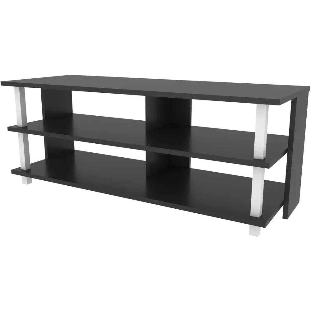 Pueblo 4 Open Shelf Wide TV Unit - White and Anthracite