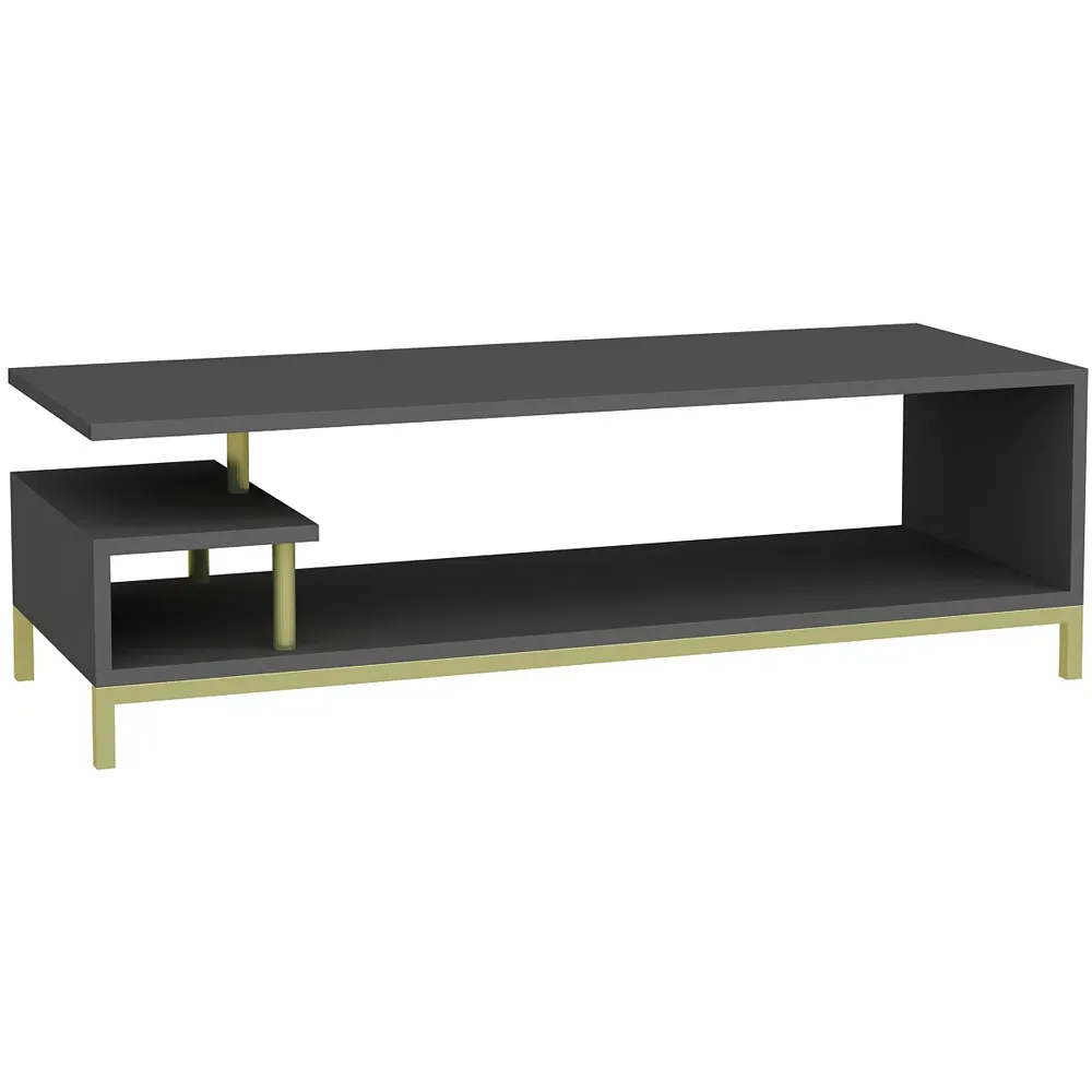 Reilly 2 Shelf TV Unit - Gold, Anthracite