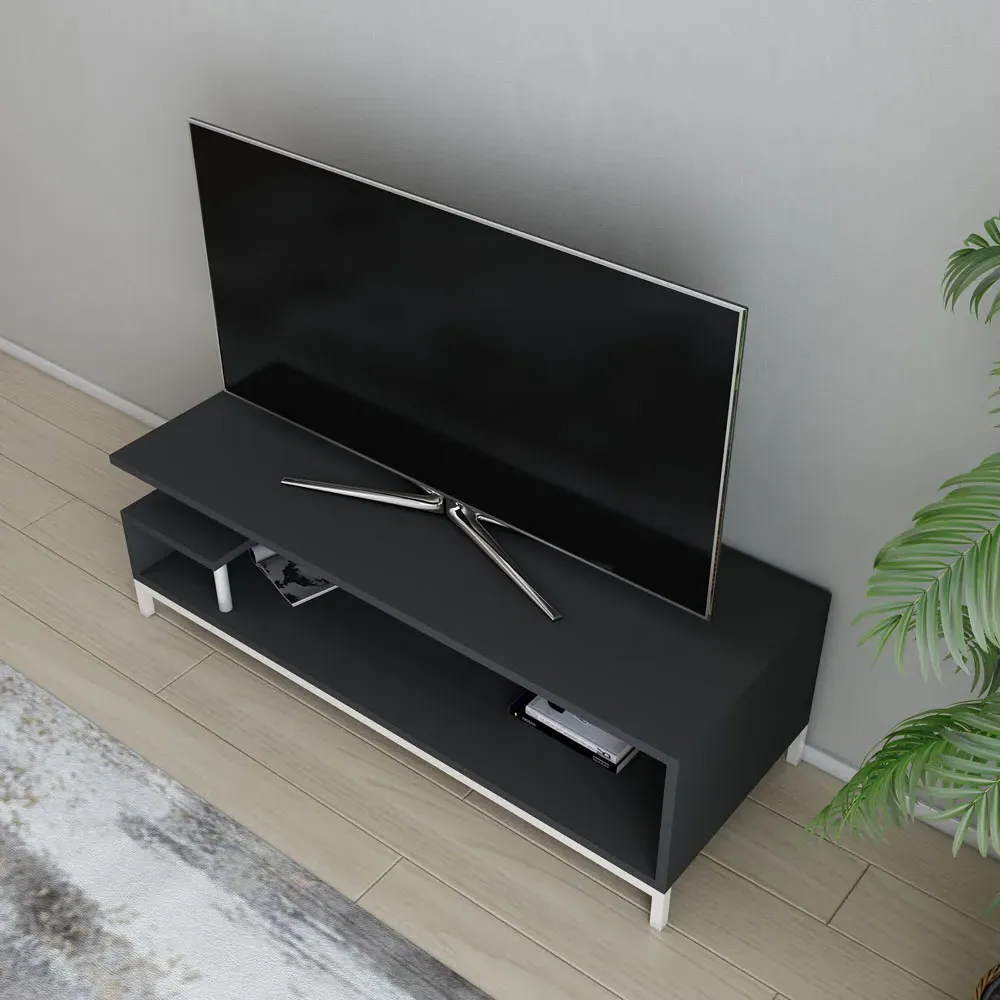 Reilly 2 Shelf TV Unit - White, Anthracite