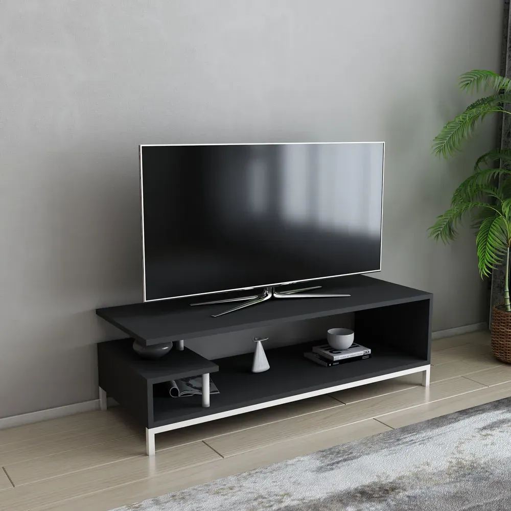 Reilly 2 Shelf TV Unit - White, Anthracite