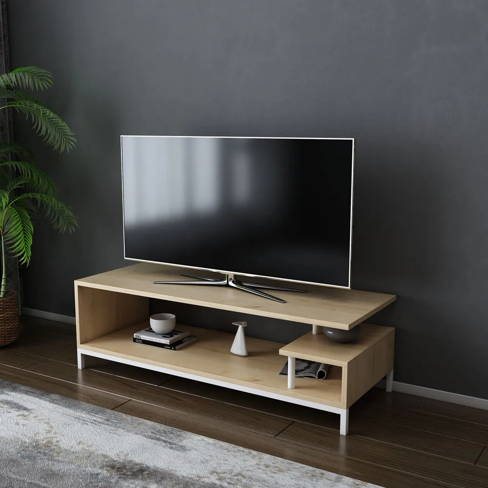 Reilly 2 Shelf TV Unit - White, Sapphire Oak