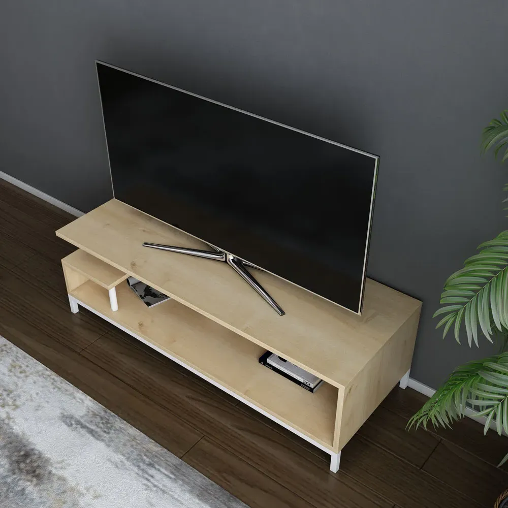 Reilly 2 Shelf TV Unit - White, Sapphire Oak