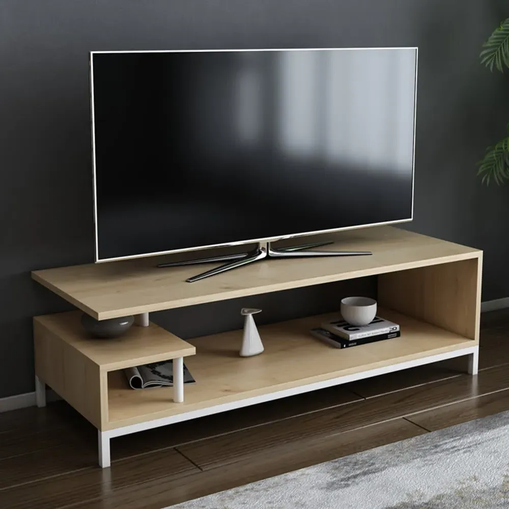 Reilly 2 Shelf TV Unit - White, Sapphire Oak