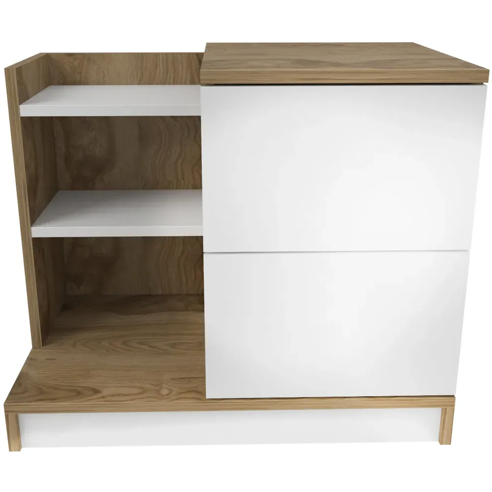 Rena 2 Door Bedside Table with Storage - White, Oud
