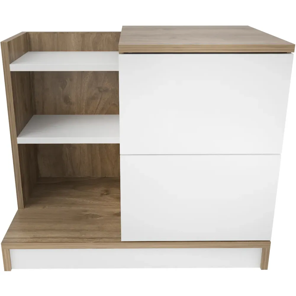 Rena 2 Door Bedside Table with Storage - White, Walnut