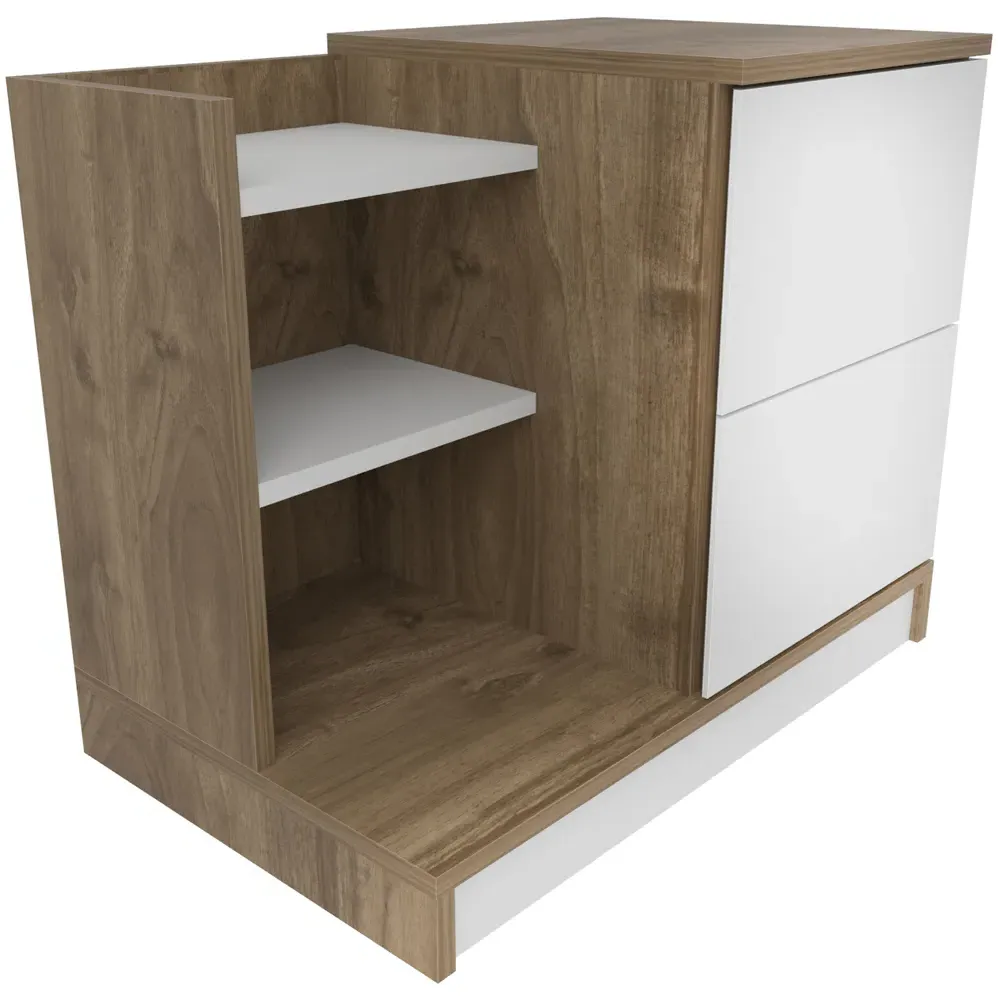 Rena 2 Door Bedside Table with Storage - White, Walnut