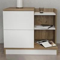 Rena 2 Door Bedside Table with Storage - White, Walnut