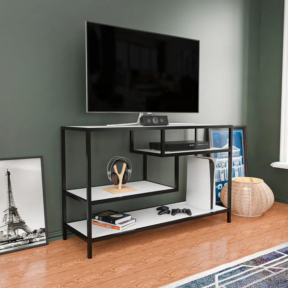 Robins TV Stand with Storage - Black, Metal