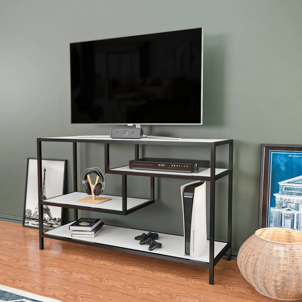 Robins TV Stand with Storage - Black, Metal