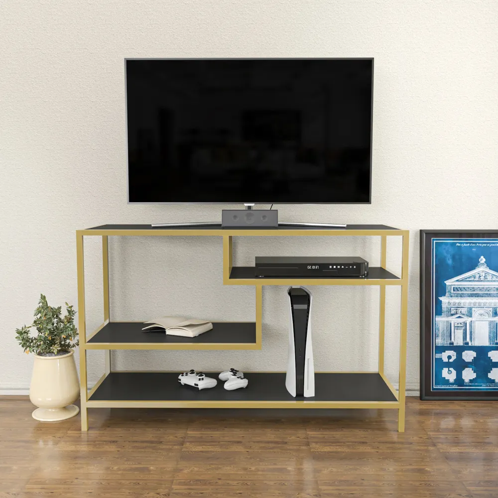 Robins TV Stand with Storage - Gold, Metal