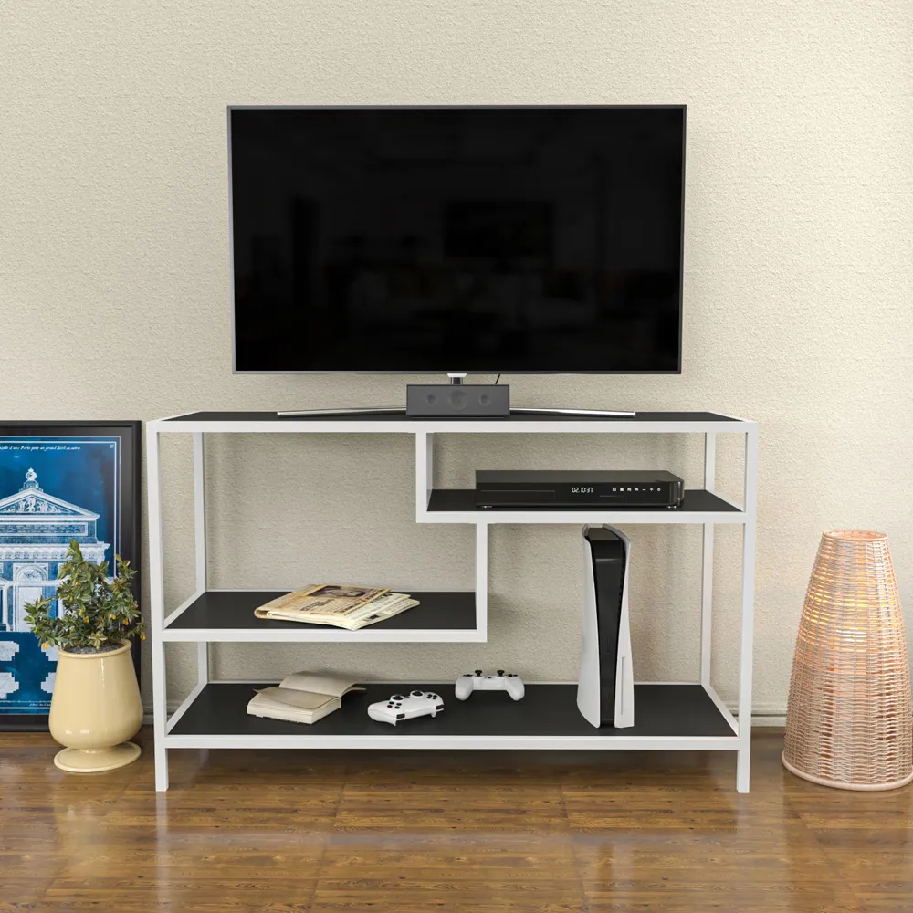 Robins TV Stand with Storage - White, Metal