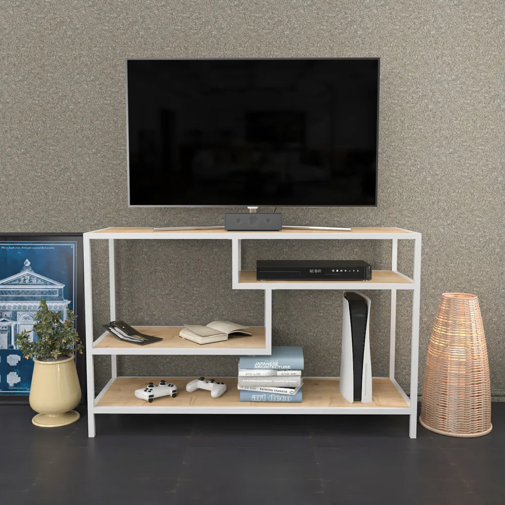 Robins TV Stand with Storage - White, Oak