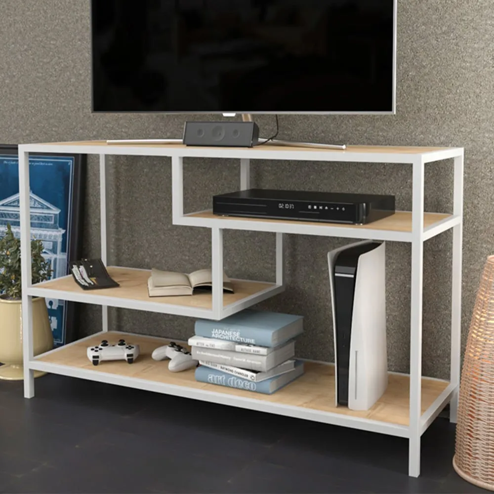 Robins TV Stand with Storage - White, Oak
