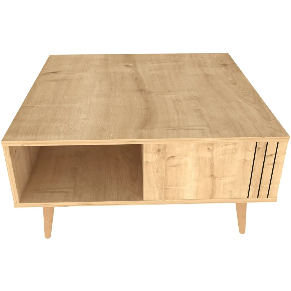 Ronas Square Coffee Table with Shelf - Sapphire Oak
